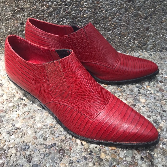 Vintage Shoes - Vintage Red Leather Heeled Cowgirl/Cowboy Booties